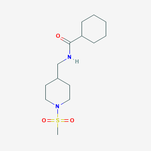 molecular formula C14H26N2O3S B2511575 N-((1-(methylsulfonyl)piperidin-4-yl)methyl)cyclohexanecarboxamide CAS No. 1235015-96-9