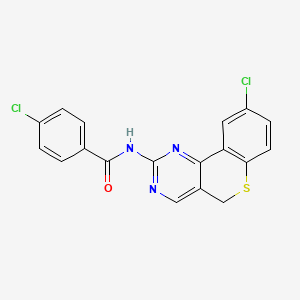 4-chloro-N-(9-chloro-5H-thiochromeno[4,3-d]pyrimidin-2-yl)benzenecarboxamide