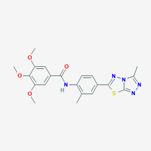 molecular formula C21H21N5O4S B251160 3,4,5-trimethoxy-N-[2-methyl-4-(3-methyl[1,2,4]triazolo[3,4-b][1,3,4]thiadiazol-6-yl)phenyl]benzamide 