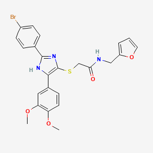 molecular formula C24H22BrN3O4S B2511603 2-((2-(4-溴苯基)-5-(3,4-二甲氧基苯基)-1H-咪唑-4-基)硫基)-N-(呋喃-2-基甲基)乙酰胺 CAS No. 901257-63-4
