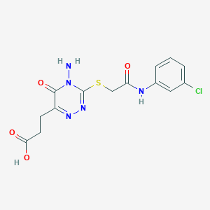 3-[4-Amino-3-[2-(3-chloroanilino)-2-oxoethyl]sulfanyl-5-oxo-1,2,4-triazin-6-yl]propanoic acid