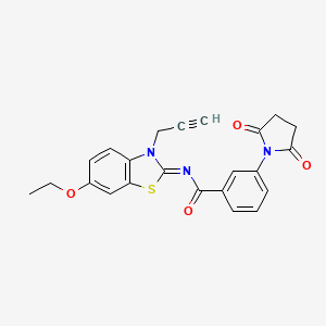 3-(2,5-dioxopyrrolidin-1-yl)-N-(6-ethoxy-3-prop-2-ynyl-1,3-benzothiazol-2-ylidene)benzamide