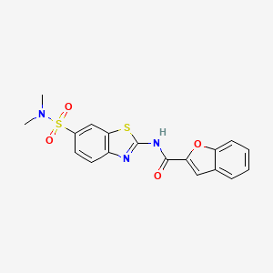 molecular formula C18H15N3O4S2 B2511633 N-(6-(N,N-二甲基氨磺酰)苯并[d]噻唑-2-基)苯并呋喃-2-甲酰胺 CAS No. 923123-50-6