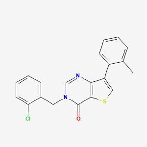 molecular formula C20H15ClN2OS B2511644 3-(2-chlorobenzyl)-7-(2-methylphenyl)thieno[3,2-d]pyrimidin-4(3H)-one CAS No. 1207032-52-7