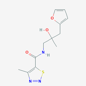 molecular formula C12H15N3O3S B2511645 N-(3-(furan-2-yl)-2-hydroxy-2-methylpropyl)-4-methyl-1,2,3-thiadiazole-5-carboxamide CAS No. 1788666-50-1