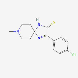 molecular formula C14H16ClN3S B2511646 3-(4-Chlorophenyl)-8-methyl-1,4,8-triazaspiro[4.5]dec-3-ene-2-thione CAS No. 1923127-22-3