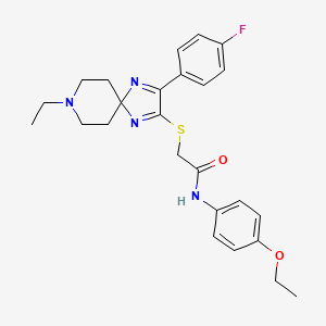 molecular formula C25H29FN4O2S B2511648 N-(4-乙氧苯基)-2-((8-乙基-3-(4-氟苯基)-1,4,8-三氮杂螺[4.5]癸-1,3-二烯-2-基)硫代)乙酰胺 CAS No. 1215660-20-0