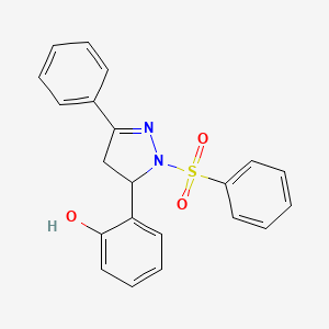 molecular formula C21H18N2O3S B2511650 2-(3-phenyl-1-(phenylsulfonyl)-4,5-dihydro-1H-pyrazol-5-yl)phenol CAS No. 868214-18-0