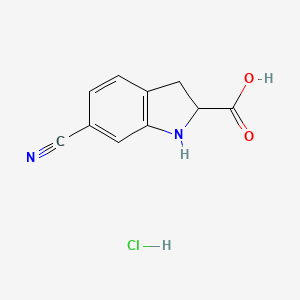 6-Cyano-2,3-dihydro-1H-indole-2-carboxylic acid;hydrochloride