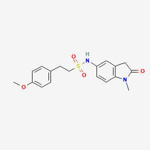 molecular formula C18H20N2O4S B2511657 2-(4-methoxyphenyl)-N-(1-methyl-2-oxoindolin-5-yl)ethanesulfonamide CAS No. 921811-89-4