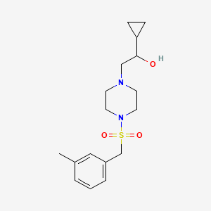 molecular formula C17H26N2O3S B2511660 1-Cyclopropyl-2-(4-((3-methylbenzyl)sulfonyl)piperazin-1-yl)ethanol CAS No. 1396679-08-5