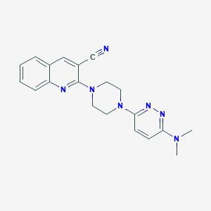 molecular formula C20H21N7 B2511661 2-{4-[6-(二甲氨基)嘧啶-3-基]哌嗪-1-基}喹啉-3-腈 CAS No. 2415464-89-8