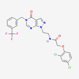 2-(2,4-dichlorophenoxy)-N-(2-(4-oxo-5-(3-(trifluoromethyl)benzyl)-4,5-dihydro-1H-pyrazolo[3,4-d]pyrimidin-1-yl)ethyl)acetamide