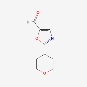 molecular formula C9H11NO3 B2511672 2-(氧杂-4-基)-1,3-恶唑-5-甲醛 CAS No. 1889177-67-6