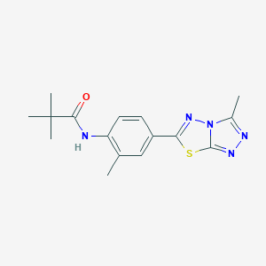 molecular formula C16H19N5OS B251168 2,2-dimethyl-N-[2-methyl-4-(3-methyl[1,2,4]triazolo[3,4-b][1,3,4]thiadiazol-6-yl)phenyl]propanamide 