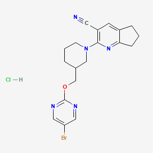 2-[3-[(5-Bromopyrimidin-2-yl)oxymethyl]piperidin-1-yl]-6,7-dihydro-5H-cyclopenta[b]pyridine-3-carbonitrile;hydrochloride