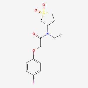 molecular formula C14H18FNO4S B2511689 N-(1,1-二氧代-1lambda6-硫杂环丙烷-3-基)-N-乙基-2-(4-氟苯氧基)乙酰胺 CAS No. 874788-46-2