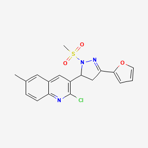 molecular formula C18H16ClN3O3S B2511691 2-氯-3-(3-(呋喃-2-基)-1-(甲磺酰基)-4,5-二氢-1H-吡唑-5-基)-6-甲基喹啉 CAS No. 797799-74-7