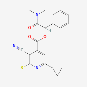 molecular formula C21H21N3O3S B2511698 (Dimethylcarbamoyl)(phenyl)methyl 3-cyano-6-cyclopropyl-2-(methylsulfanyl)pyridine-4-carboxylate CAS No. 1111558-65-6