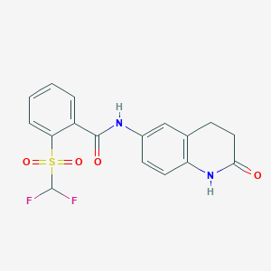 molecular formula C17H14F2N2O4S B2511703 2-((二氟甲基)磺酰基)-N-(2-氧代-1,2,3,4-四氢喹啉-6-基)苯甲酰胺 CAS No. 1448034-81-8
