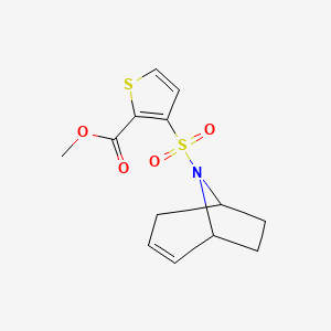 molecular formula C13H15NO4S2 B2511704 methyl 3-((1R,5S)-8-azabicyclo[3.2.1]oct-2-en-8-ylsulfonyl)thiophene-2-carboxylate CAS No. 1705719-05-6