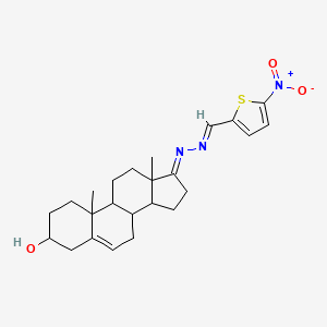 molecular formula C24H31N3O3S B2511707 (17E)-17-{(2E)-[(5-nitrothiophen-2-yl)methylidene]hydrazinylidene}androst-5-en-3-ol CAS No. 1170688-80-8