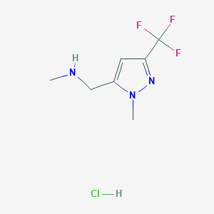 molecular formula C7H11ClF3N3 B2511708 甲基{[1-甲基-3-(三氟甲基)-1H-吡唑-5-基]甲基}胺盐酸盐 CAS No. 1432030-55-1