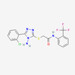 molecular formula C17H13ClF3N5OS B2511721 2-{[4-amino-5-(2-chlorophenyl)-4H-1,2,4-triazol-3-yl]sulfanyl}-N-[2-(trifluoromethyl)phenyl]acetamide CAS No. 781654-39-5