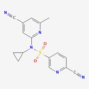 molecular formula C16H13N5O2S B2511722 6-cyano-N-(4-cyano-6-methylpyridin-2-yl)-N-cyclopropylpyridine-3-sulfonamide CAS No. 2094591-03-2