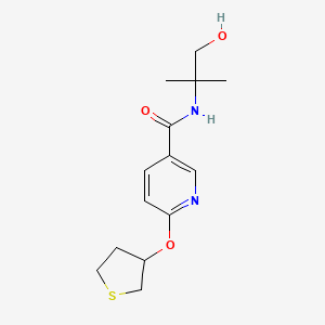 molecular formula C14H20N2O3S B2511724 N-(1-hydroxy-2-methylpropan-2-yl)-6-(thiolan-3-yloxy)pyridine-3-carboxamide CAS No. 2034237-31-3