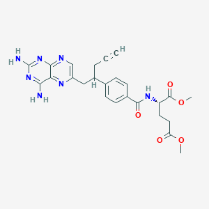 molecular formula C25H27N7O5 B2511726 L-Glutamic acid, N-[4-[1-[(2,4-diamino-6-pteridinyl)methyl]-3-butyn-1-yl]benzoyl]-, 1,5-dimethyl ester CAS No. 374777-77-2