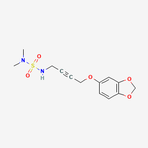 molecular formula C13H16N2O5S B2511741 5-[4-(Dimethylsulfamoylamino)but-2-ynoxy]-1,3-benzodioxole CAS No. 1448027-84-6