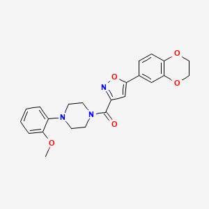 molecular formula C23H23N3O5 B2511748 (5-(2,3-Dihydrobenzo[b][1,4]dioxin-6-yl)isoxazol-3-yl)(4-(2-methoxyphenyl)piperazin-1-yl)methanone CAS No. 898508-71-9