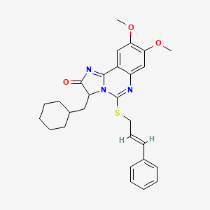 molecular formula C28H31N3O3S B2511755 3-(cyclohexylmethyl)-8,9-dimethoxy-5-[(E)-3-phenylprop-2-enyl]sulfanyl-3H-imidazo[1,2-c]quinazolin-2-one CAS No. 1025019-87-7