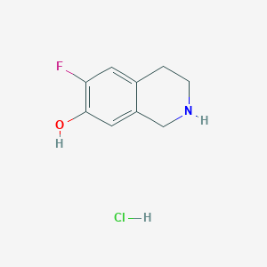 molecular formula C9H11ClFNO B2511772 6-氟-1,2,3,4-四氢异喹啉-7-醇；盐酸盐 CAS No. 2253641-23-3