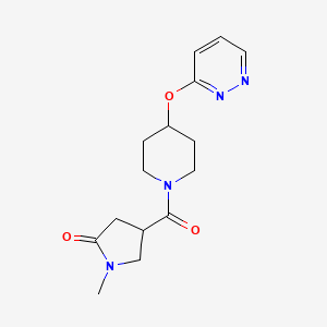 molecular formula C15H20N4O3 B2511774 1-Methyl-4-(4-(pyridazin-3-yloxy)piperidine-1-carbonyl)pyrrolidin-2-one CAS No. 1797951-63-3