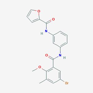 molecular formula C20H17BrN2O4 B251178 N-{3-[(5-bromo-2-methoxy-3-methylbenzoyl)amino]phenyl}-2-furamide 