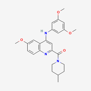 (4-((3,5-Dimethoxyphenyl)amino)-6-methoxyquinolin-2-yl)(4-methylpiperidin-1-yl)methanone