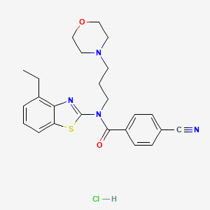 molecular formula C24H27ClN4O2S B2511796 4-cyano-N-(4-ethylbenzo[d]thiazol-2-yl)-N-(3-morpholinopropyl)benzamide hydrochloride CAS No. 1216899-62-5