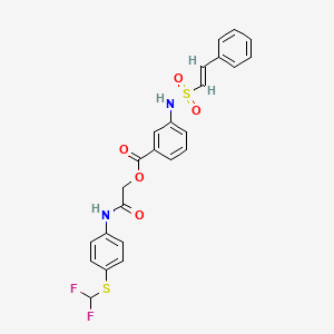 molecular formula C24H20F2N2O5S2 B2511797 [2-[4-(difluoromethylsulfanyl)anilino]-2-oxoethyl] 3-[[(E)-2-phenylethenyl]sulfonylamino]benzoate CAS No. 791107-29-4