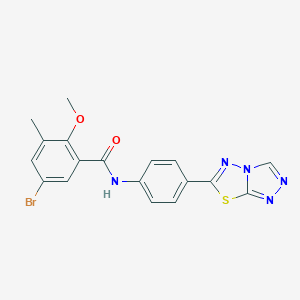 5-bromo-2-methoxy-3-methyl-N-[4-([1,2,4]triazolo[3,4-b][1,3,4]thiadiazol-6-yl)phenyl]benzamide