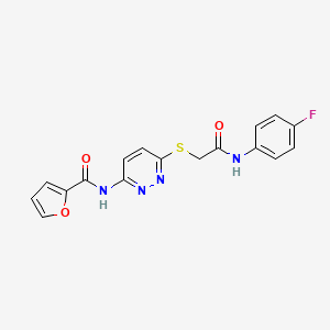 molecular formula C17H13FN4O3S B2511804 N-(6-((2-((4-fluorophenyl)amino)-2-oxoethyl)thio)pyridazin-3-yl)furan-2-carboxamide CAS No. 1021106-91-1