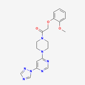 molecular formula C19H21N7O3 B2511805 1-(4-(6-(1H-1,2,4-triazol-1-yl)pyrimidin-4-yl)piperazin-1-yl)-2-(2-methoxyphenoxy)ethanone CAS No. 1788557-14-1