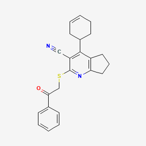 4-cyclohex-3-en-1-yl-2-phenacylsulfanyl-6,7-dihydro-5H-cyclopenta[b]pyridine-3-carbonitrile