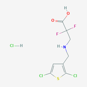 molecular formula C8H8Cl3F2NO2S B2511816 3-[(2,5-Dichlorothiophen-3-yl)methylamino]-2,2-difluoropropanoic acid;hydrochloride CAS No. 2445790-86-1