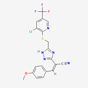 2-[3-({[3-chloro-5-(trifluoromethyl)-2-pyridinyl]sulfanyl}methyl)-1H-1,2,4-triazol-5-yl]-3-(4-methoxyphenyl)acrylonitrile