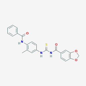 molecular formula C23H19N3O4S B251183 N-({3-methyl-4-[(phenylcarbonyl)amino]phenyl}carbamothioyl)-1,3-benzodioxole-5-carboxamide 