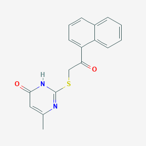 molecular formula C17H14N2O2S B2511830 4-Methyl-2-(2-Naphthalen-1-Yl-2-Oxidanylidene-Ethyl)sulfanyl-1~{h}-Pyrimidin-6-One CAS No. 459420-09-8