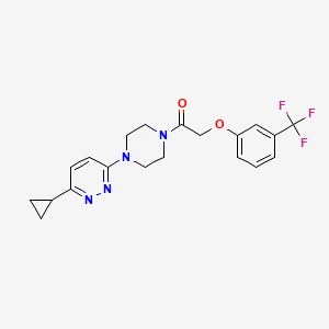 molecular formula C20H21F3N4O2 B2511832 1-(4-(6-Cyclopropylpyridazin-3-yl)piperazin-1-yl)-2-(3-(trifluoromethyl)phenoxy)ethanone CAS No. 2034314-51-5