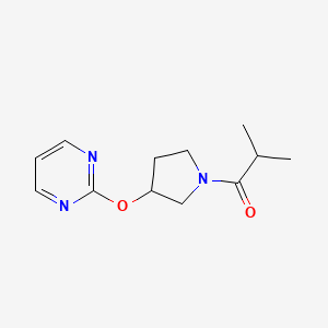 molecular formula C12H17N3O2 B2511838 2-Methyl-1-(3-(pyrimidin-2-yloxy)pyrrolidin-1-yl)propan-1-one CAS No. 2034577-23-4
